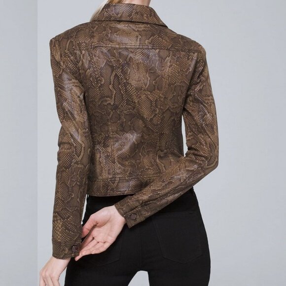 WHBM Cropped Snakeskin Coated Denim Jacket - Picture 11 of 11